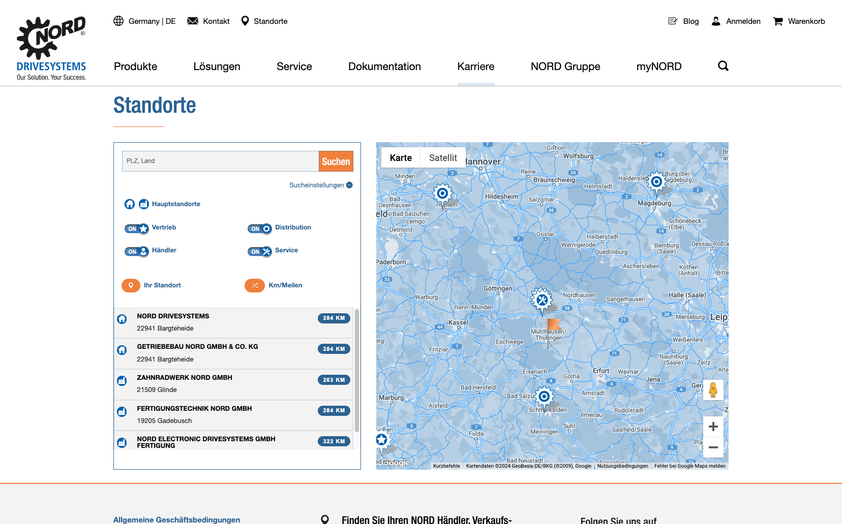 Screenshot der Händlerliste